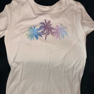PINK Victoria's Secret White Tee with Palm Tree Design